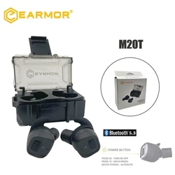 EARMOR 블루투스 이어플러그 M20T BT5.3 버전 전자 소음 감소 청력 보호 귀마개, 사격 사냥용