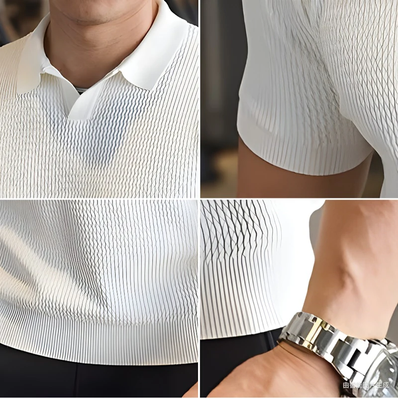 Knitted Business Polo Shirt Summer Ice - Image 6