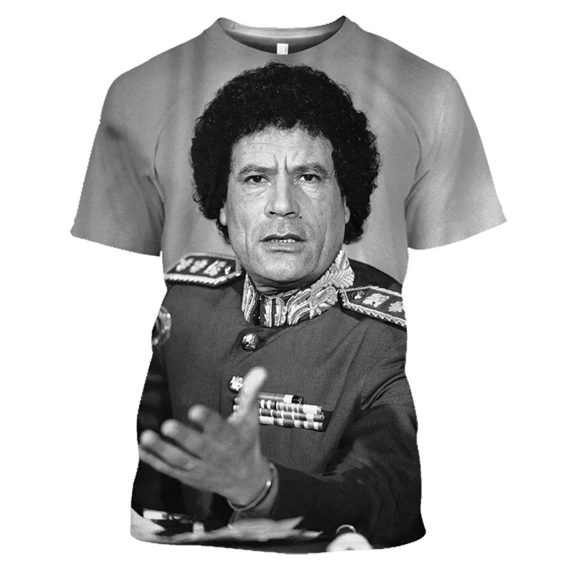 Gaddafi Libyan Dictator 3D Printed T-shirt Men Women Libya Men Women Fashion Harajuku Short Sleeve Plus Size Tops Tee Clothes