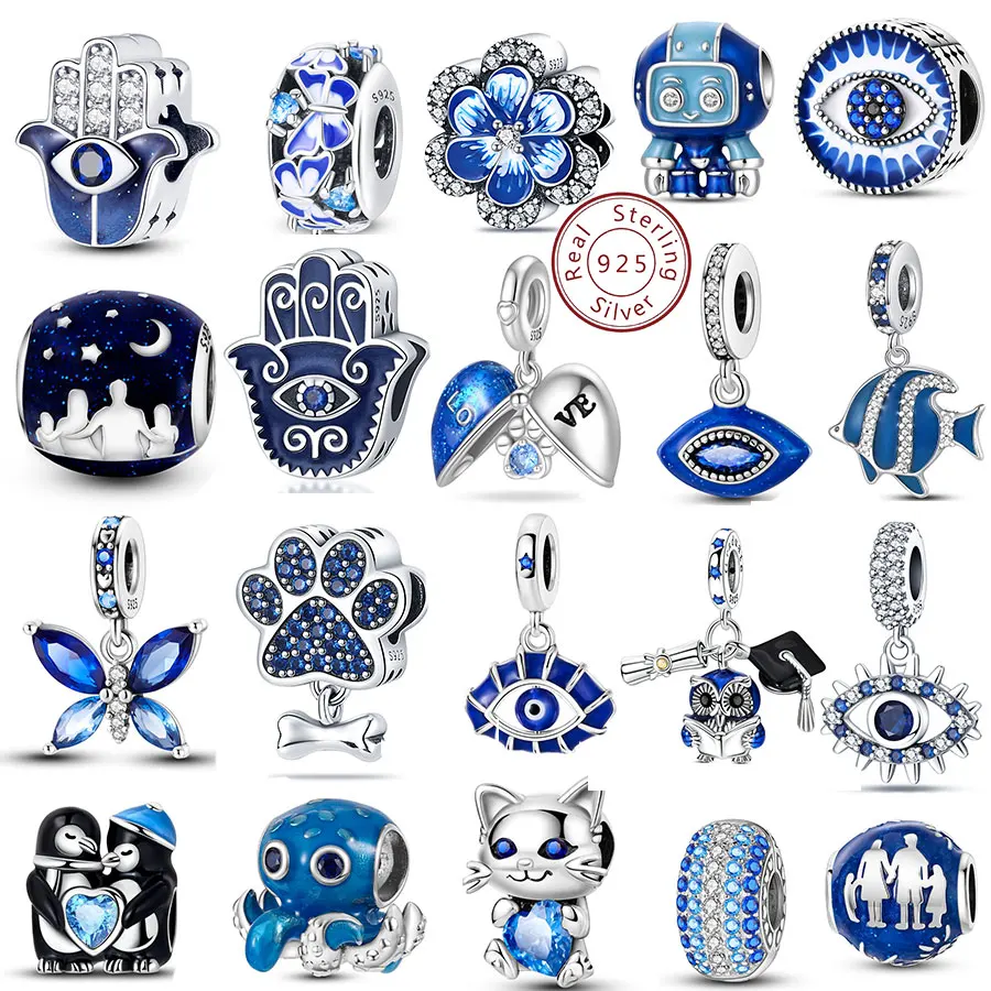 Silver Plated Dangle Charms Earth Camera Evil Eyes Hands Pendants Fit Original Bracelet Jewelry Making Woman Gift