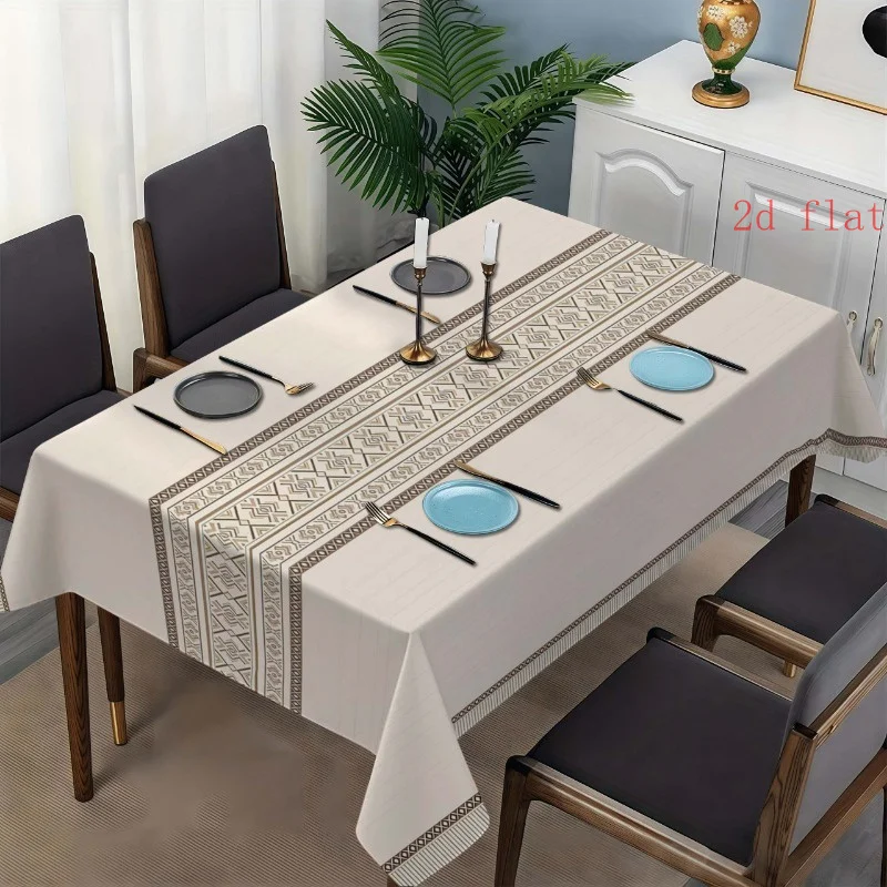 2D Plane - 1 piece of rectangular tablecloth, elegant geometric ethnic style tablecloth - made of durable and washable material.