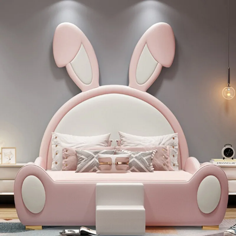 

Children's bed for girls, princess bedroom, bedroom with railing, solid wood soft coverage, children's room, baby bed