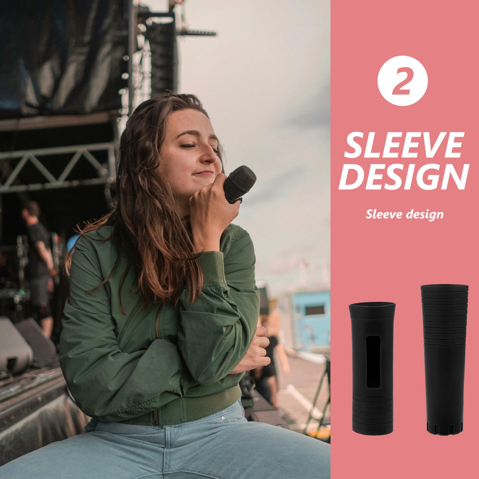 

2Pcs Silicone Mic Sleeve Anti-Slip Shockproof Cover for Wireless Handheld Microphone Stylish Durable Protection