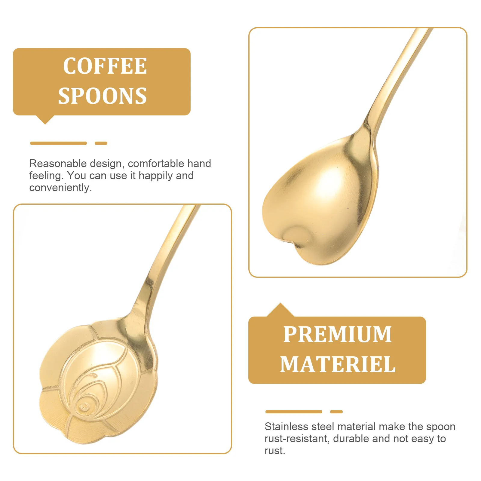 

1Set Stainless Steel Decorative Coffee Spoons Long Handle Mixing Spoons for Coffee Tea Milk Tea Dessert Ice Cream