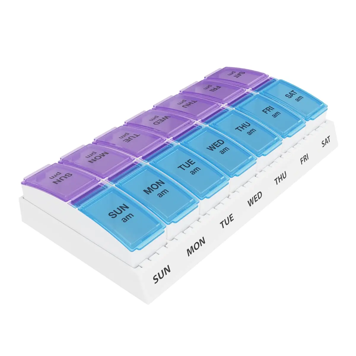 

Weekly AM/PM Pill Organizer, 7-Day, Small Pop-Out Compartments, Blue & Purple
