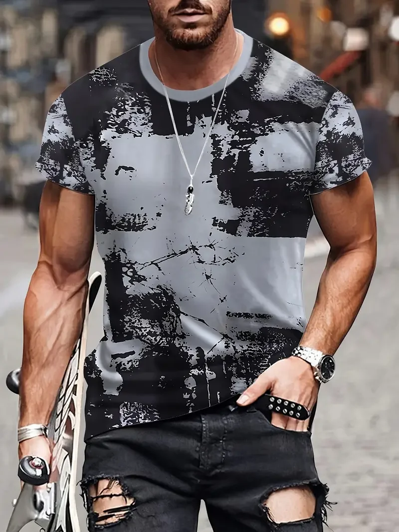 Men\'s T-Shirt Outdoor Fashion Casual Crew Neck Short Sleeve Tee Summer Street Oversized Clothing Men SportT Shirts 3D Print Tops