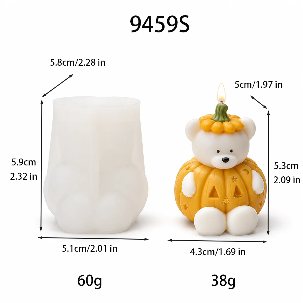 Pumpkin Bear Design Halloween Candle Mold Bandage Bear Plaster Casting Crafts Silicone Molds Halloween Candle Making Supplies