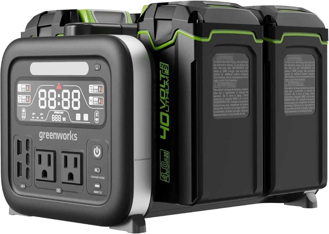 

40V 500W Portable Power Station 4-Slot Inverter 2 AC Outlets 5 USB Ports Smart APP Control Power Generator Outdoor Backup Power