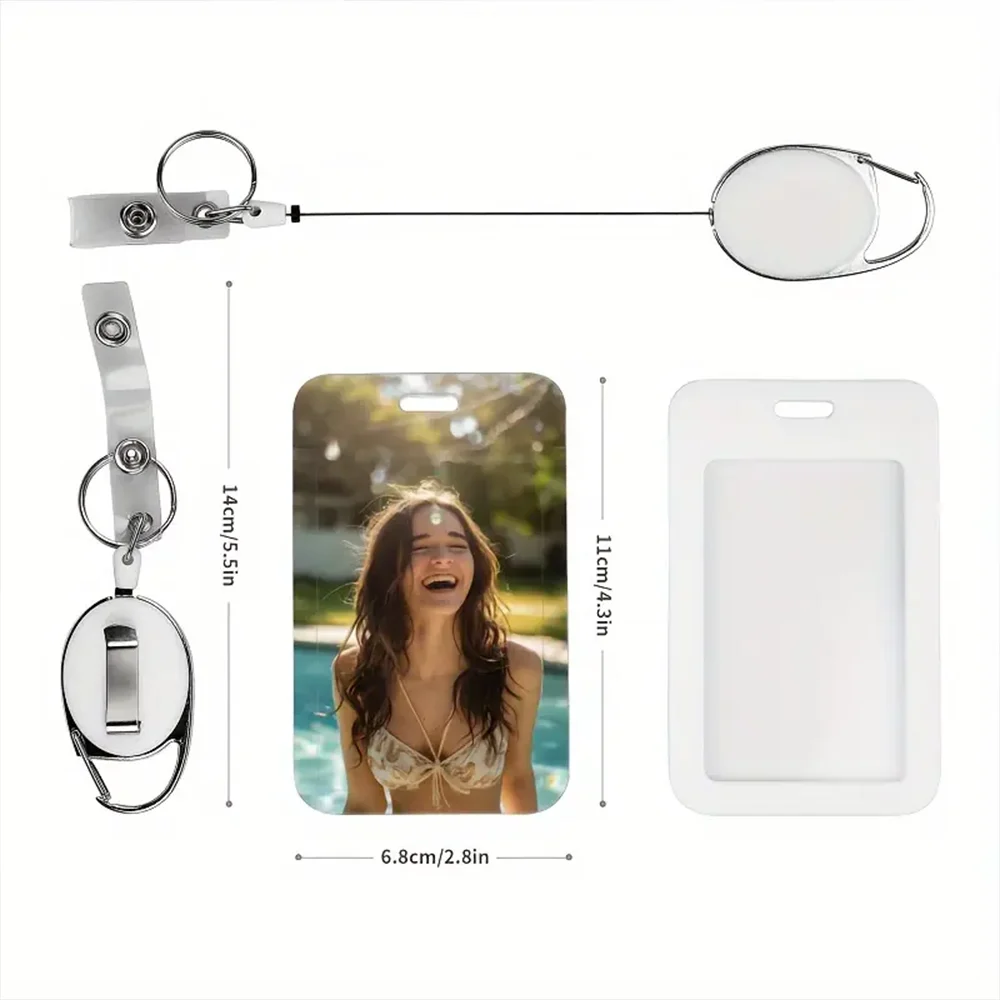 

Personalized Custom ID Card Holder with Lanyard Custom Name Text Protector Case for Office Staff Teacher Business Card Cover