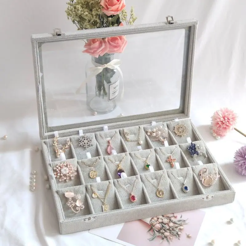 

Jewelry Storage Box Earring Pendant Necklace Jewelry Display Box Dustproof Transparent Flip Lid Jewelry Box