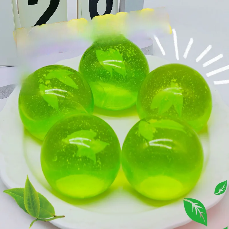 Creative Squishy ความแปลกใหม่สีเขียว Leaf Maltose Balls ความเครียดลูกช้านวดของเล่นเด็กปาร์ตี้เกมของขวัญวันเกิดหญิง