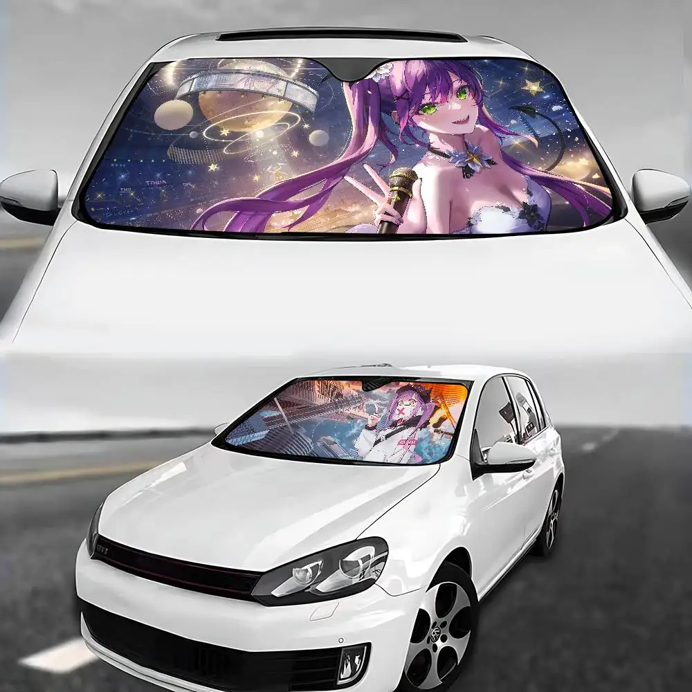 لعبة Hololive Tokoyami Towa أغطية مظلة السيارة غطاء حاجب عالمي قابل للطي للزجاج الأمامي