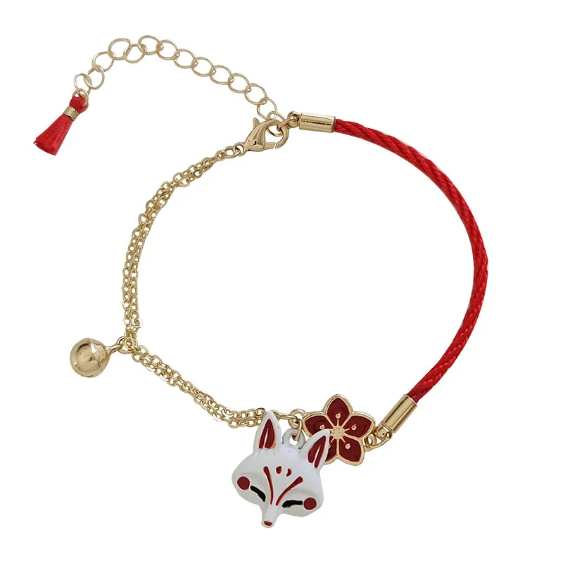 Steel Fun Jewelry Fashion Flower Cartoon Animal Bracelet for Women Cute Fox Vintage Jewelry Lucky Bell Gifts for Family Lovers