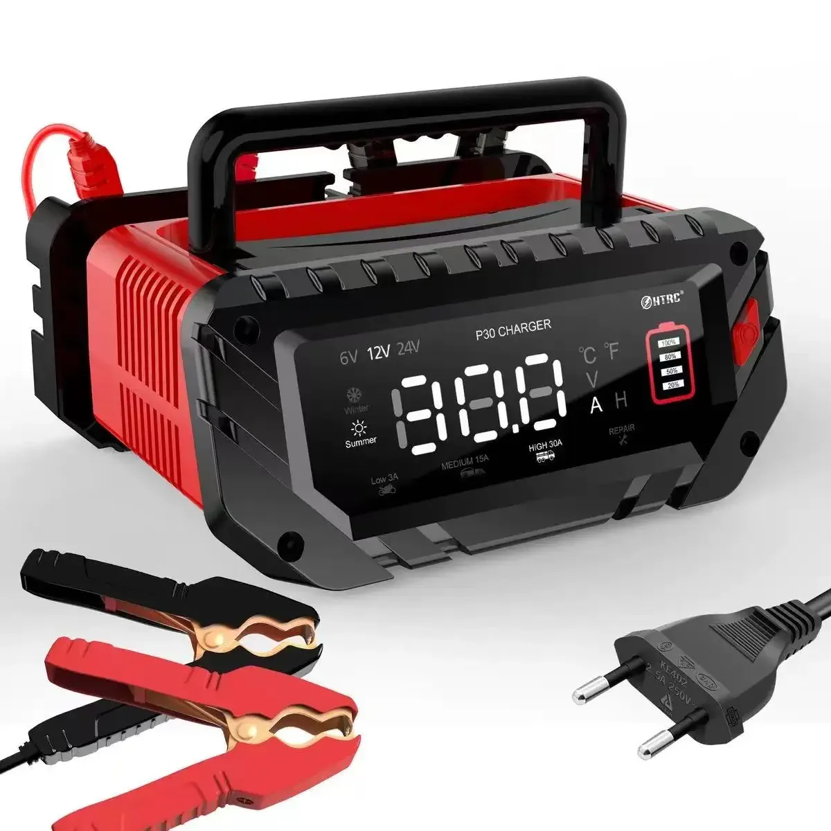 SmCpP30 Car Motorcycle Battery Charger 6V12V24V30A Lead-acid Battery AGM Intelligent Repair Charging