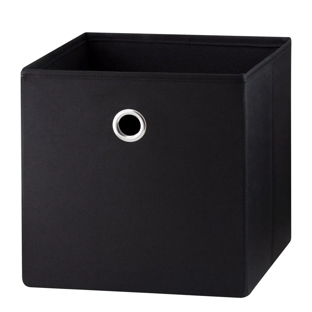 Collapsible Fabric Cube Storage Bin 2 Pack for Organizer, Rich Black