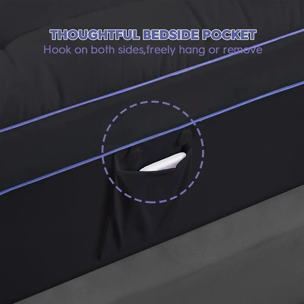 Топпер из пены с эффектом памяти 3, с подушкой, глубоким карманом, снятие давления, черный