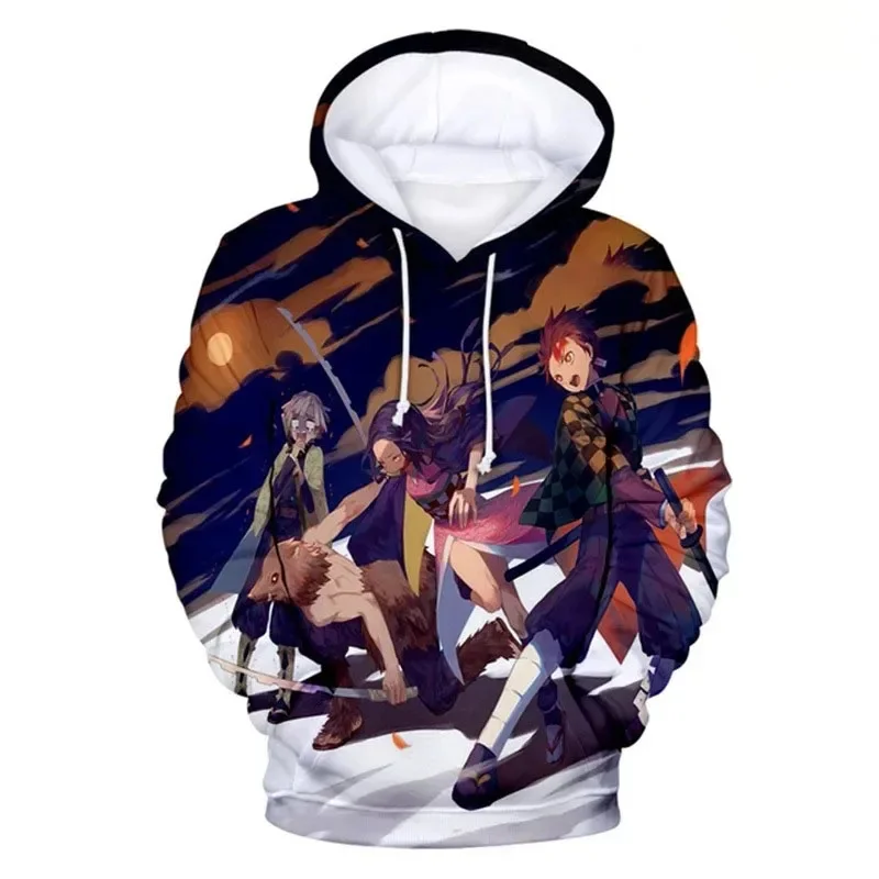 Hot Sale Demon Slayer Trend Pullover 3D Printed Sweatshirt Cosplay Anime Peripheral Comfortable Men\'s Sweatshirt Loose plus size