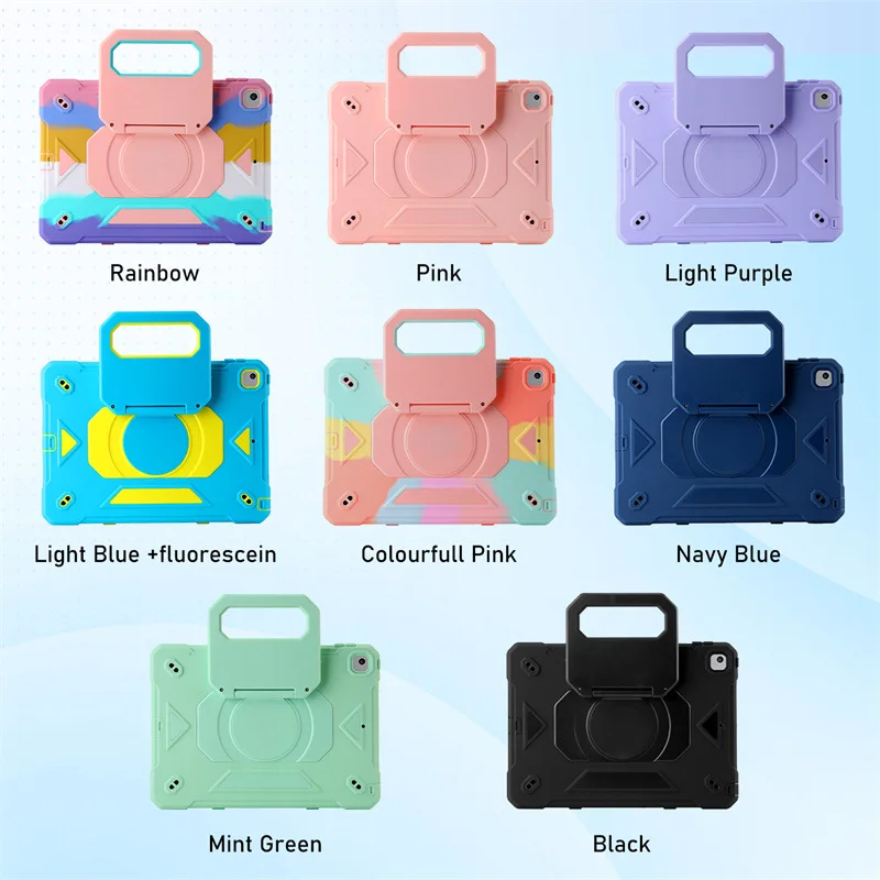 耐衝撃性のiPadタブレットケース,360度回転,10.2インチ,7番目,8番目,9番目,プロ,2024, 11,m4,air,6番目,キックスタンド,ハードカバー