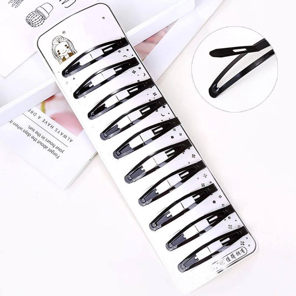 10 Pcs Black Barrettes Bangs Hair Clips Bobby Pins Girls Snap Hairpins Kids Metal Paint Frosted Hairpins Black Tone Snap