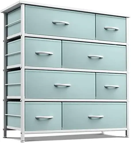 Dresser with 8 Drawers - Furniture Storage Chest for Kid’s, Teens, Bedroom, Nursery, Playroom, Clothes, Toys - Steel