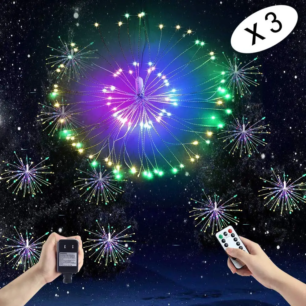 Waterproof LED Firework Lights with Remote, 8 Modes Fairy Star Sphere Lights Decorations for Bedroom, Christmas, Party, Wedding