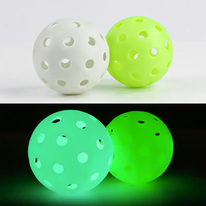 6 Pack Light Up Pickleball Balls 74MM 40 Holes Indoor Outdoor Pickleballs Elasticity and Durable for Beginners Practice