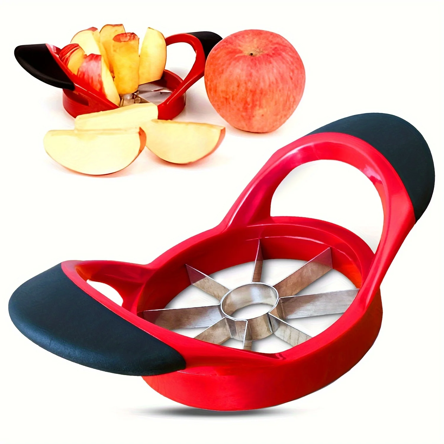 1pc Stainless Steel Apple Slicer Tool - Ergonomic Red & Design, Durable Kitchen Gadget for Efficient Apple Slicing,