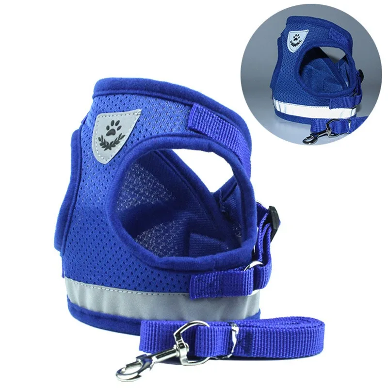 Vest Harness Leash Adjustable Mesh Dog Collar Chest Strap Harnesses With Traction Rope XS/S/M/L/XL