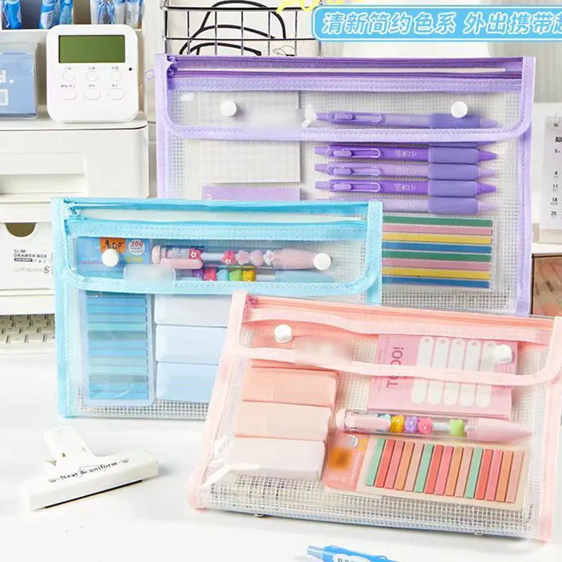 A5/B5 Loose Binder Zipper Binders Pockets Waterproof PVC Transparent Envelopes Loose Leaf Bags Pouch Document Filing