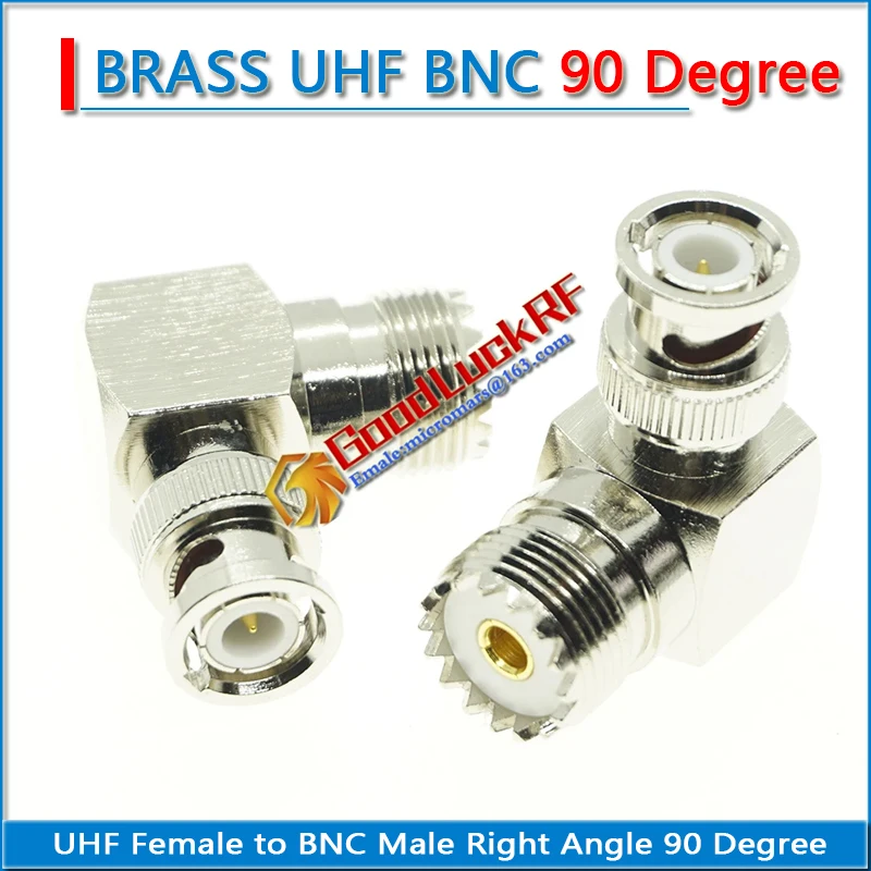 

BNC Q9 To UHF PL259 Cable Connector Socket BNC Male To UHF Female Jack 90 Degree Right Angle Nickel Plated Brass RF Adapte