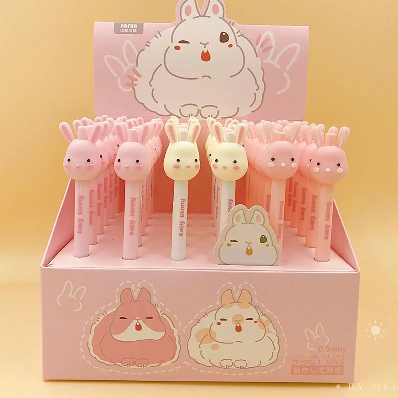 36 pcs/lot Kawaii Rabbit Press Mechanical Pencil Cute 0.5MM Drawing Writing Automatic Pen School Office Supplies