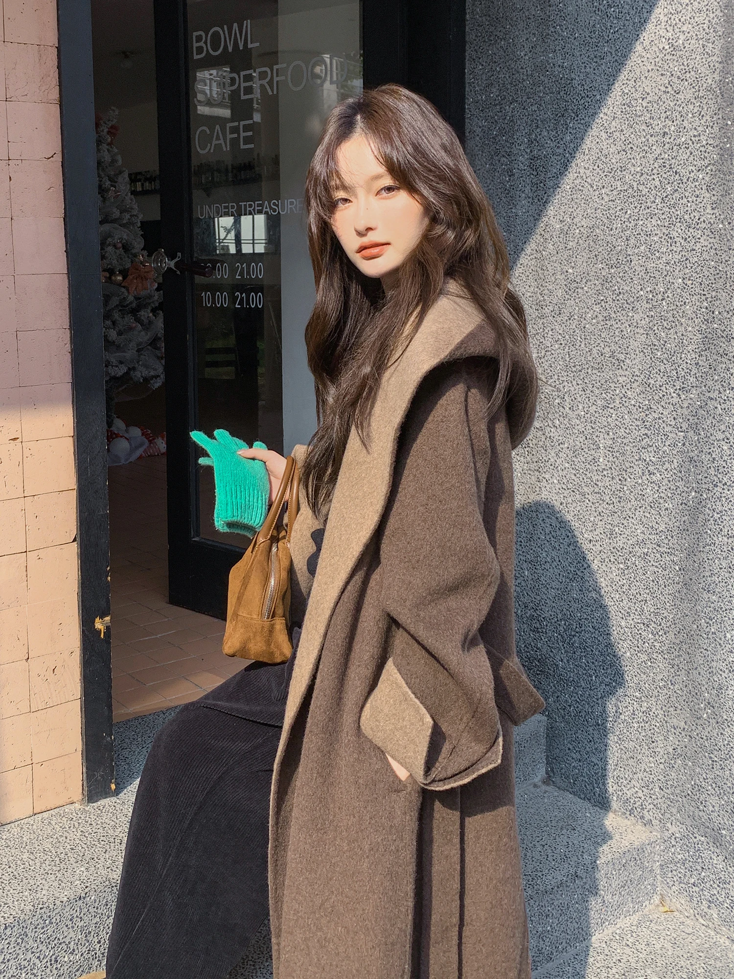 

Jo Mi шерстяное двустороннее пальто женское зимнее пальто средней длины с капюшоном Sli Commute Straight-Body Long Sve Coat