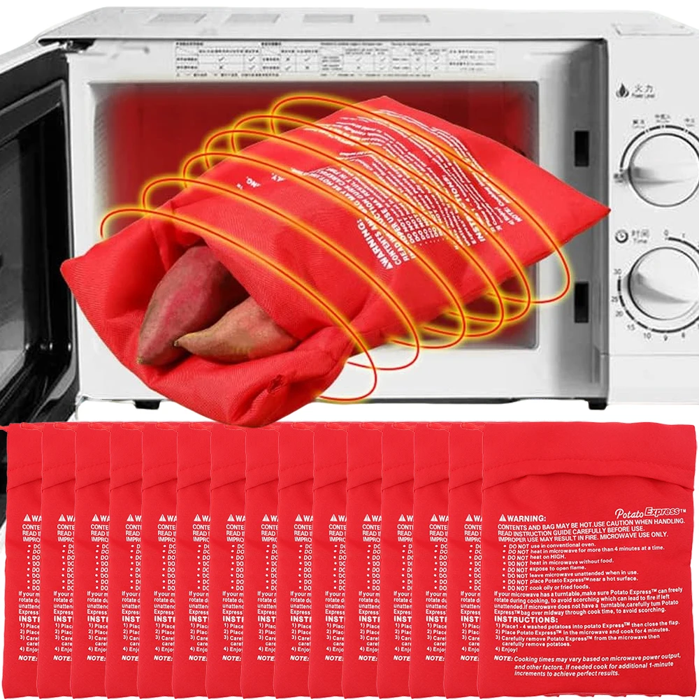

Reusable Microwave Potato Bag Corn Sweet Potato Heating Cooker Bags Red Baked Pouch Oven Potato Cooking Kitchen Tools