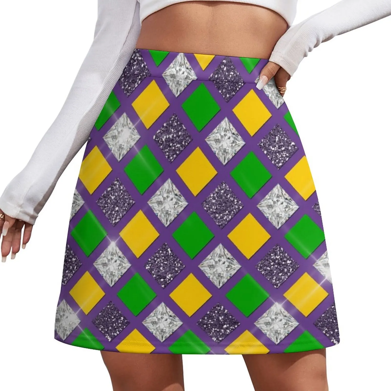 

Colorful Mardi Gras Shrove Fat Tuesday Brazil Pattern Mini Skirt women's clothing trend 2025 korean summer clothes Mini Skirt