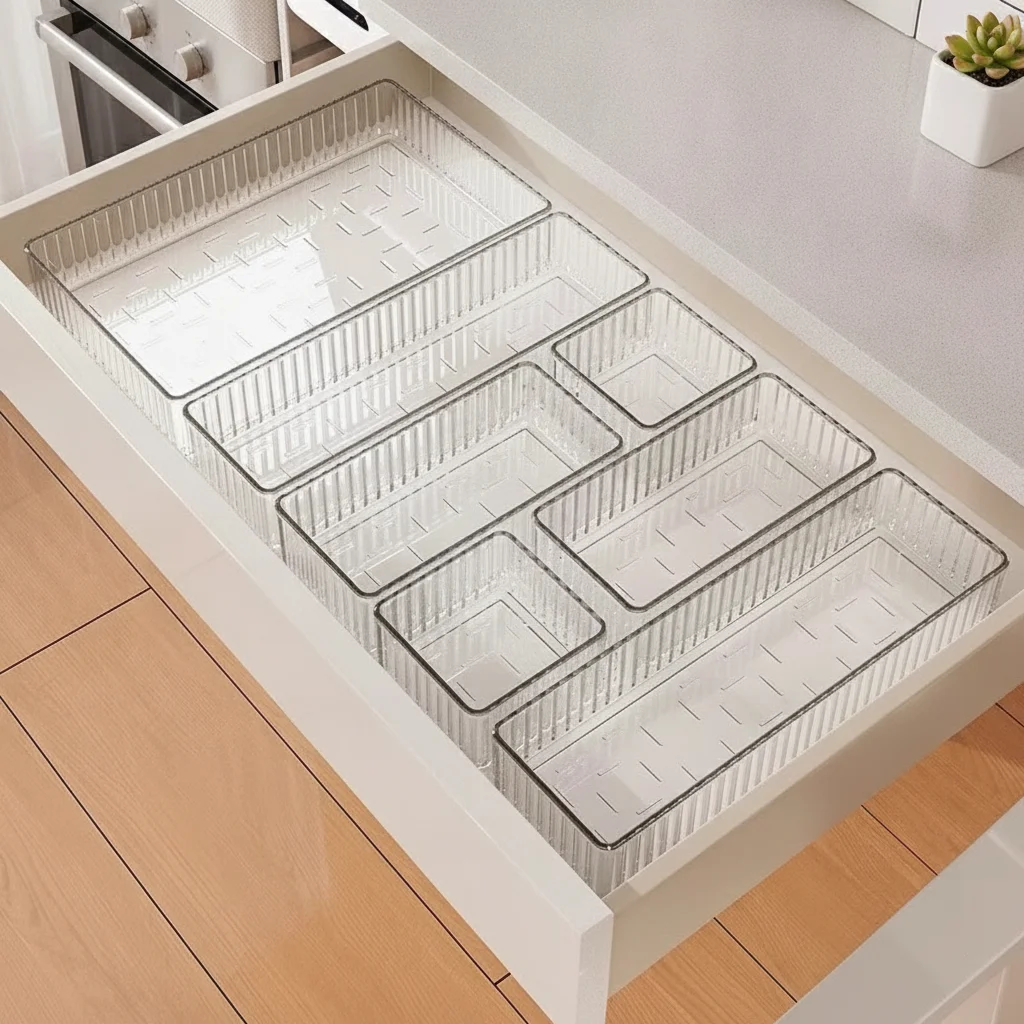 Plastic Visual Jewelry Accessories Storage Drawer Box Transparent Household Cosmetics Organizer