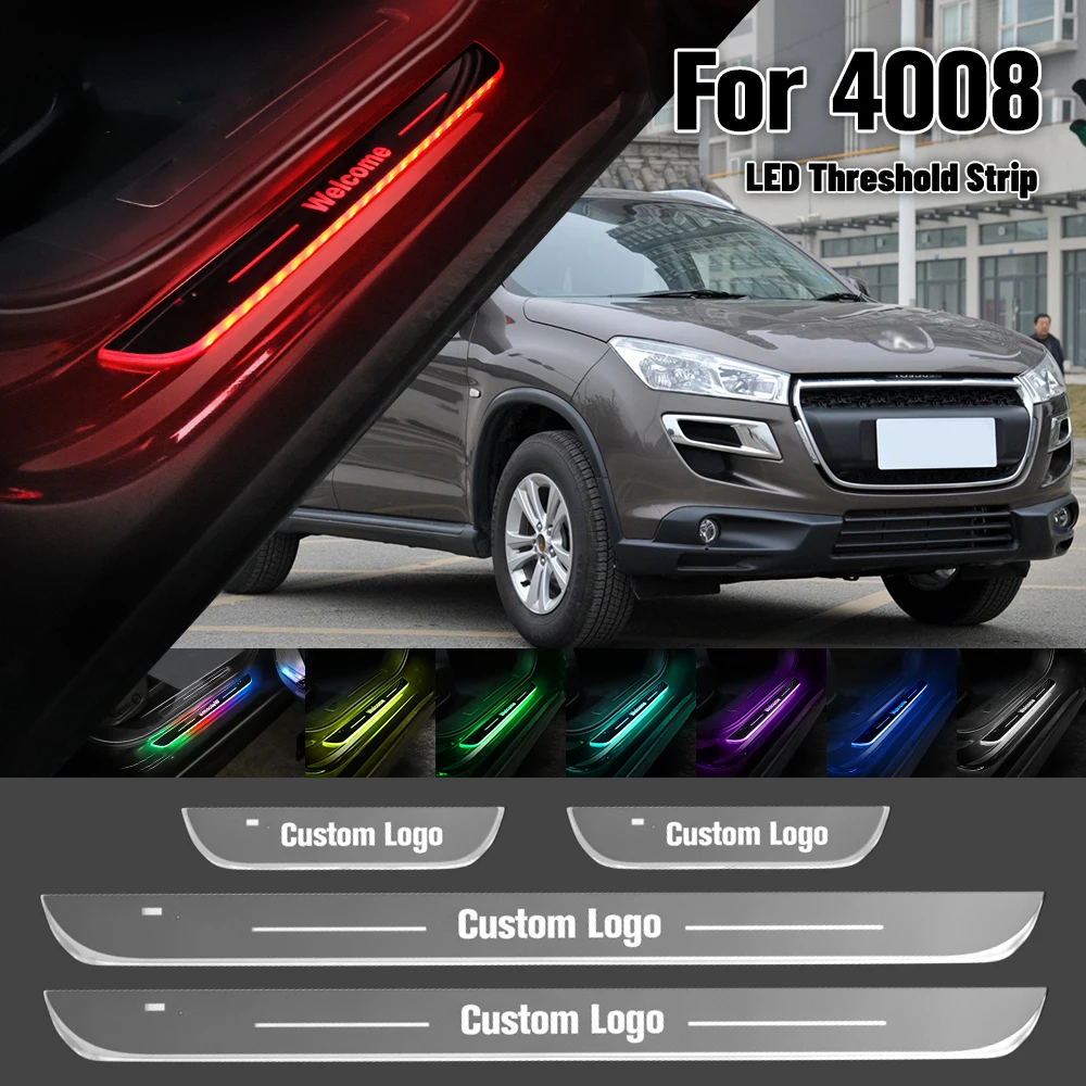 

For Peugeot 4008 2012-2017 Car Door Sill Light Customized Logo LED 2013 2014 2015 2016 Welcome Threshold Pedal Lamp Accessories
