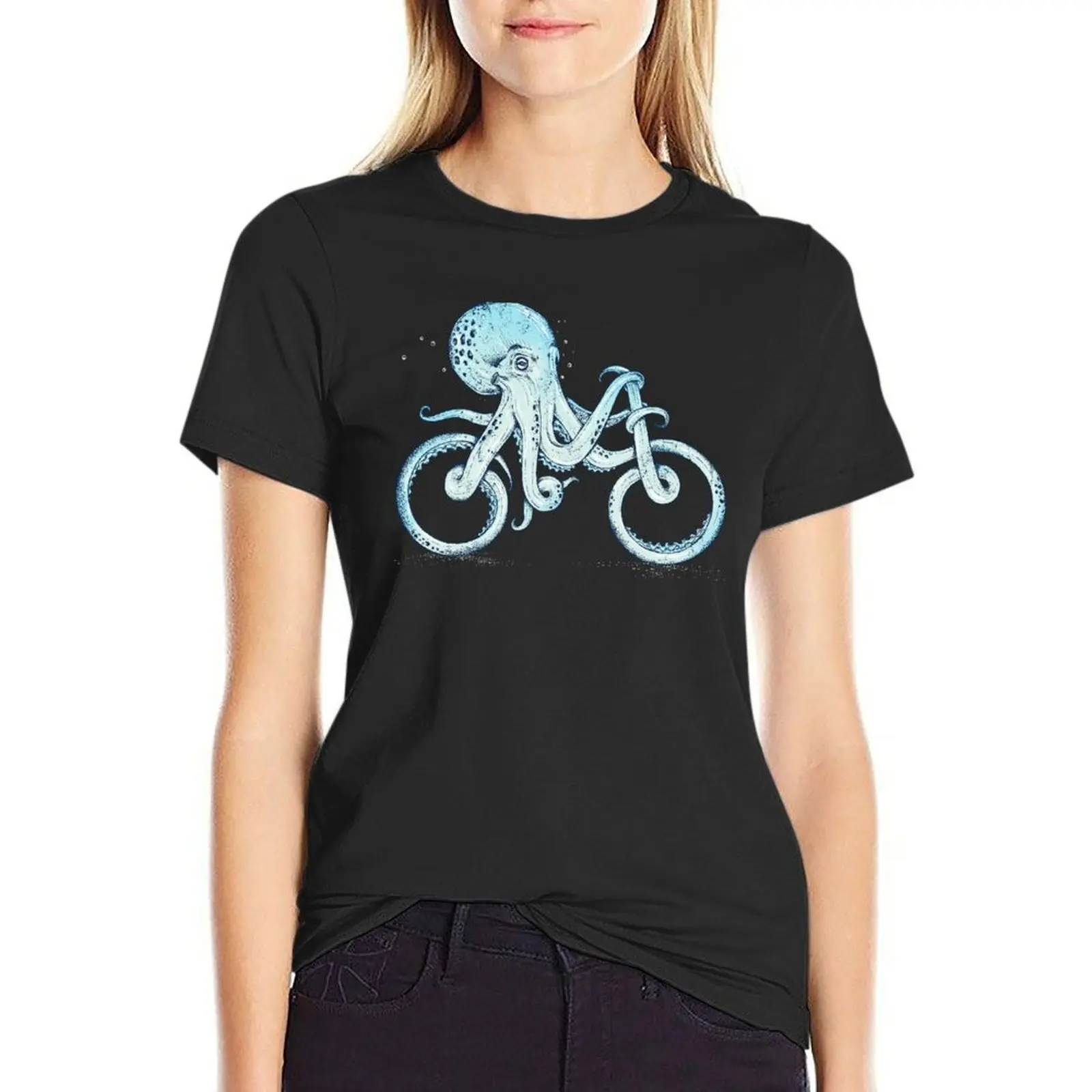 

octopus bicycle T-Shirt cute tops vintage clothes kawaii clothes summer clothes for woman