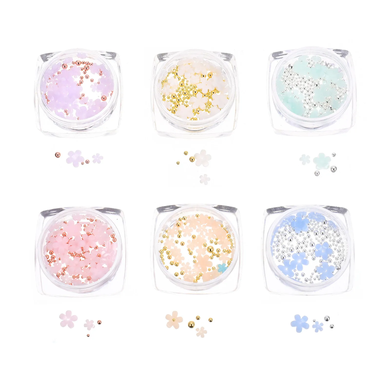 6 Boxes Uv Reactive Color Changing Nail Charms 3D Flower Nail Art Decorations for Acrylic Natural Nails DIY Manicure Decoration