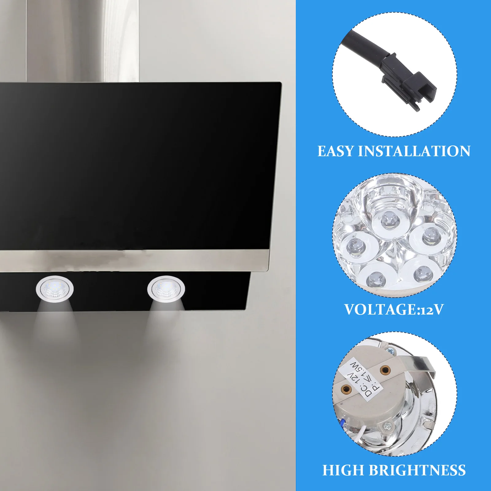 2Pcs LED Range Hood Light Bulbs Cold Efficient Bright Illumination for Kitchen Ventilation Hood Replacement Lamp