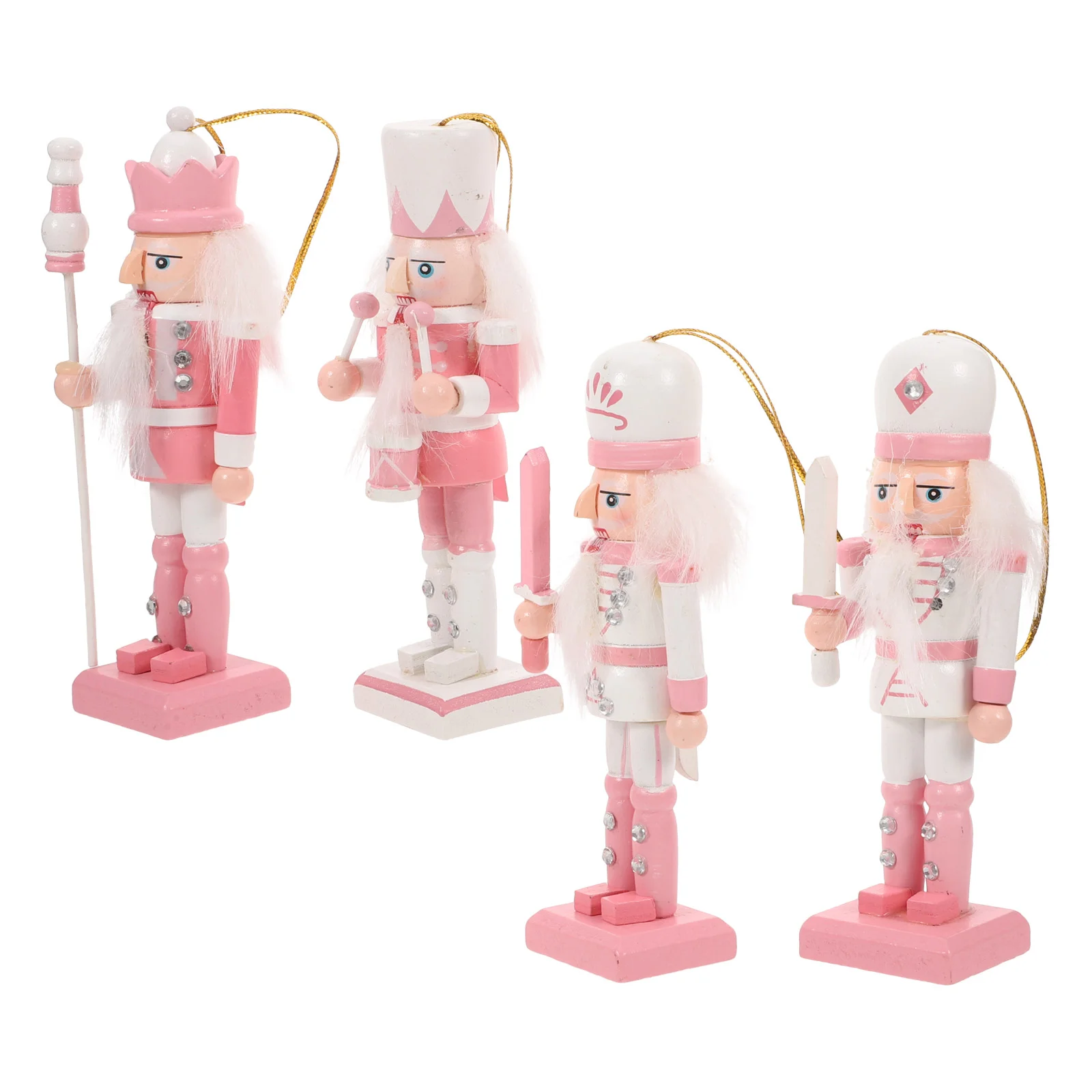 

4 Pcs Nutcracker Pendant Christmas Decor Desktop Soldier Pastel Wreath Artificial Tree Toys Fairy Lights