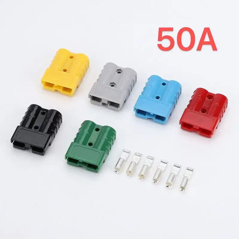 

5/10/20/50Pcs Anderson Style Quick Connector 50A Battery Charging Plug Bipolar Copper Silver Plated High Current 7 Colors