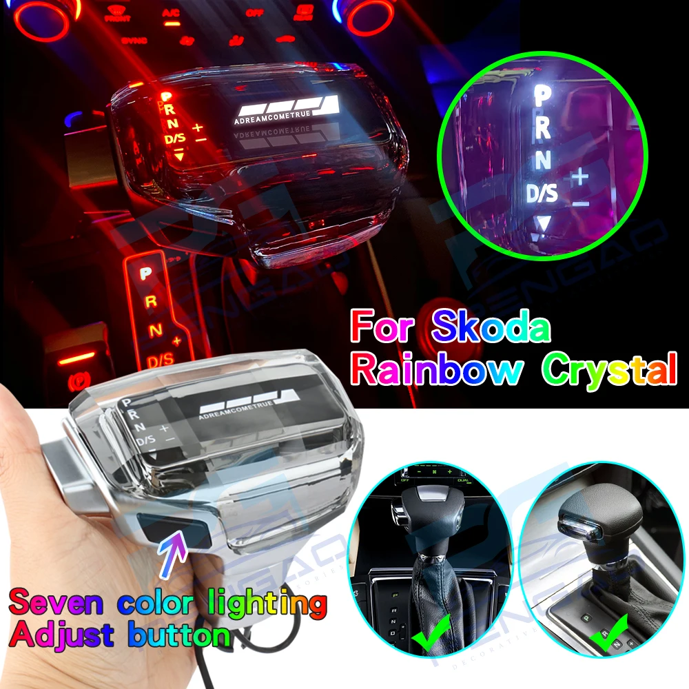 

For Skoda Octavia Haorui Kodiaq automatic crystal LED gear shift knob modified transmission handle head electronic gear handle