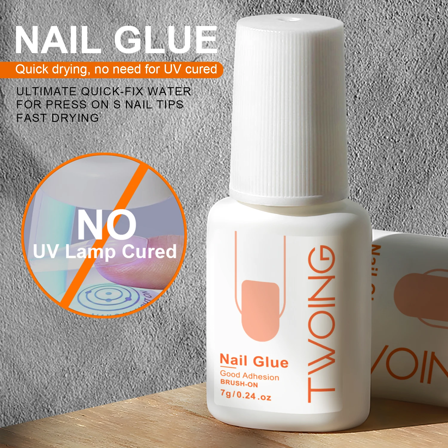 TWOING ネイルチップジェルとグルーリムーバーキット、UVライト不要、フェイクネイルプレート接着剤、フェイクネイルのグルーを素早く取り除きます