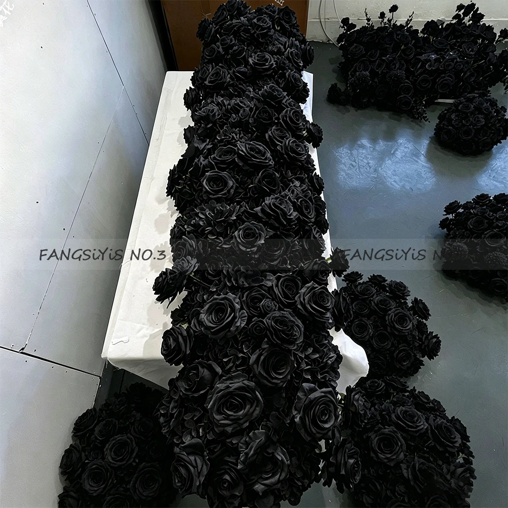 

Декор для свадебного фона в стиле черной розы, напольная цветочная дорожка, центральные элементы для мероприятий, цветочные композиции, реквизит для вечеринок, декор для Хэллоуина