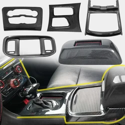 Carbon Fiber Black Interior Accessories For Dodge Charger 2015-2021 Center Console Air Gear Panel Cover Protector 5PCS Suit Kit