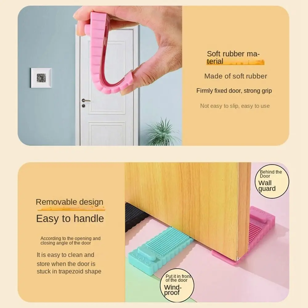 Creative PVC Door Stopper Wedge Wall Protectors Floor Holder Windproof Anti Collision Doorstop Home