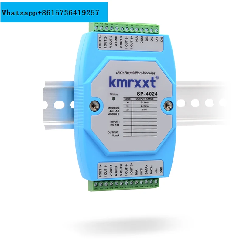 

RS485 to Analog Output Module AO Voltage and Current DA Modbus to 4-20mA Signal DAM4024