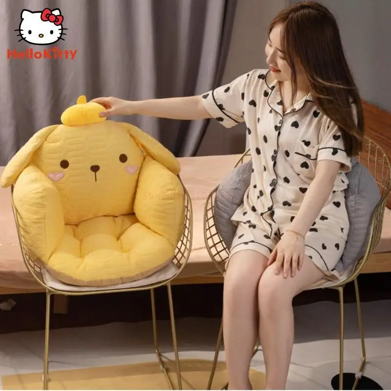 Kawaii Sanrio Plush New Thickened Cushion with Backrest One Anime Kuromi Hello Kitty Cinnamoroll Cartoon Sofa Chair Dormitory