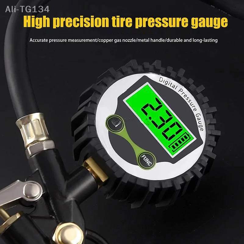 Multifunctional 220PSI Car & Motorcycle Tire Air Pressure Monitoring Gauge Tester Air Compressor Dial Meter Inflator Pump Tool