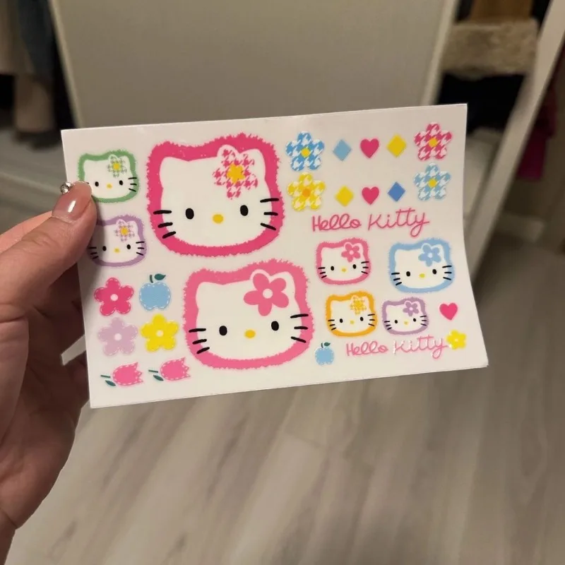 سانريو أنيمي الكرتون Kawaii مرحبا كيتي Ins كوب ماء ملصق الكمبيوتر باب زجاجي خزانة الثلاجة ملصقات الزخرفية